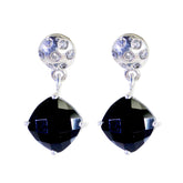 Hannah Black Stud Earrings with Sparkling Detail Black Onyx Black Stud